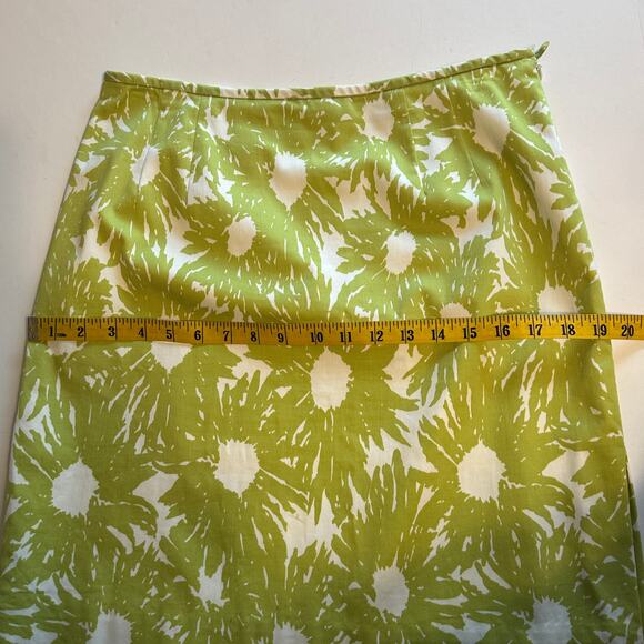 Talbots Floral Stretch Skirt Womens Size 10P Green White Cotton Career Office - Picture 7 of 9